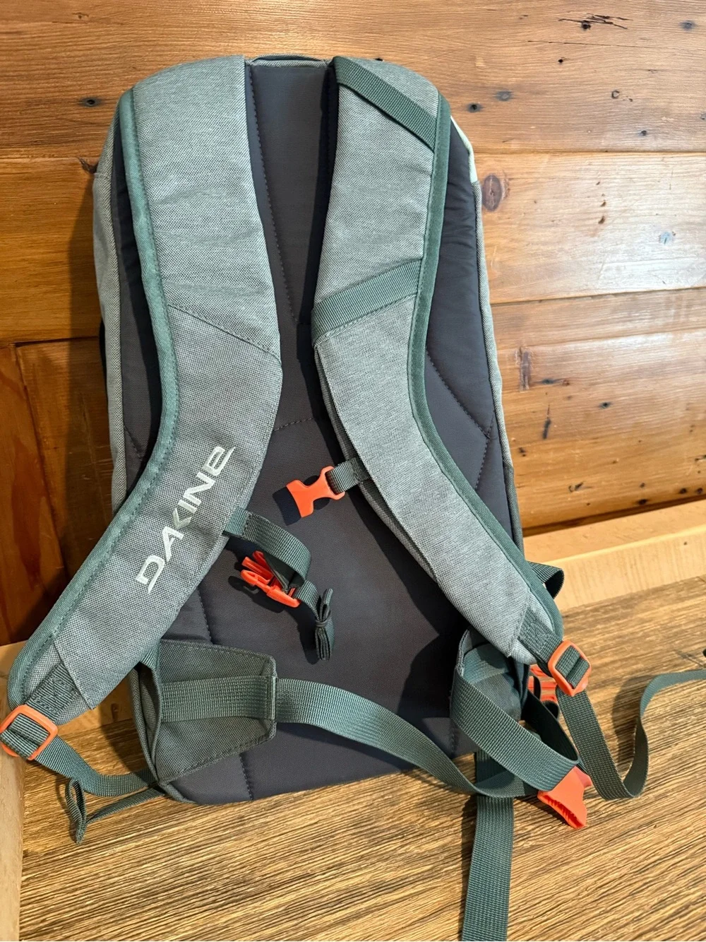 Dakine Mint tinted heli pack 12 backpack with Orange Buckles
